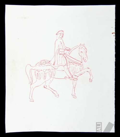 Estudio de personaje de la realeza a caballo