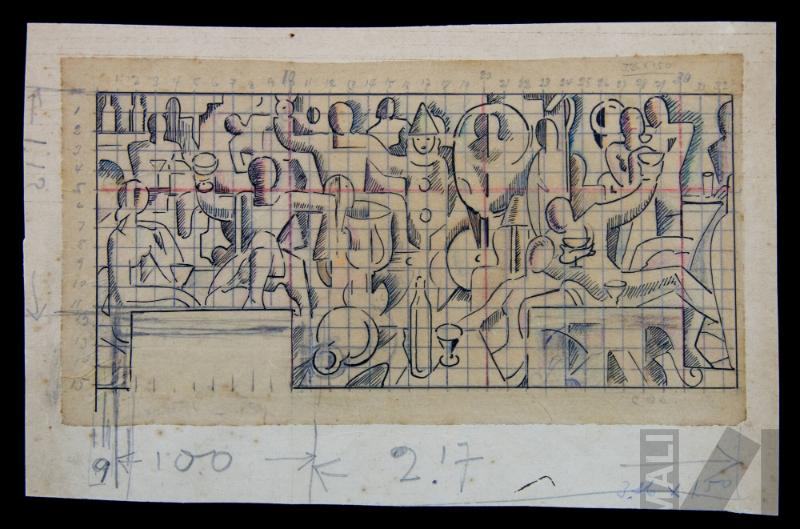 Estudio para mural del bar L'Ermitage