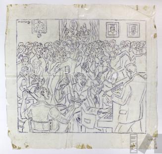 Estudio para xilografía 'Farra con batería'