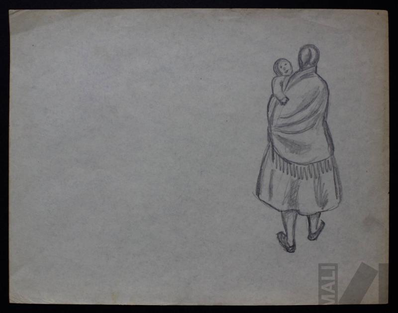 Estudio de mujer indígena con niño