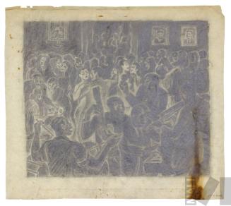 Boceto para xilografía 'Farra con batería'