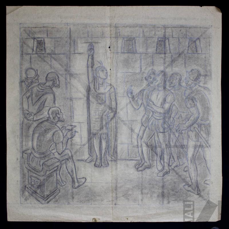 Estudio para el mural 'El rescate de Atahualpa'
