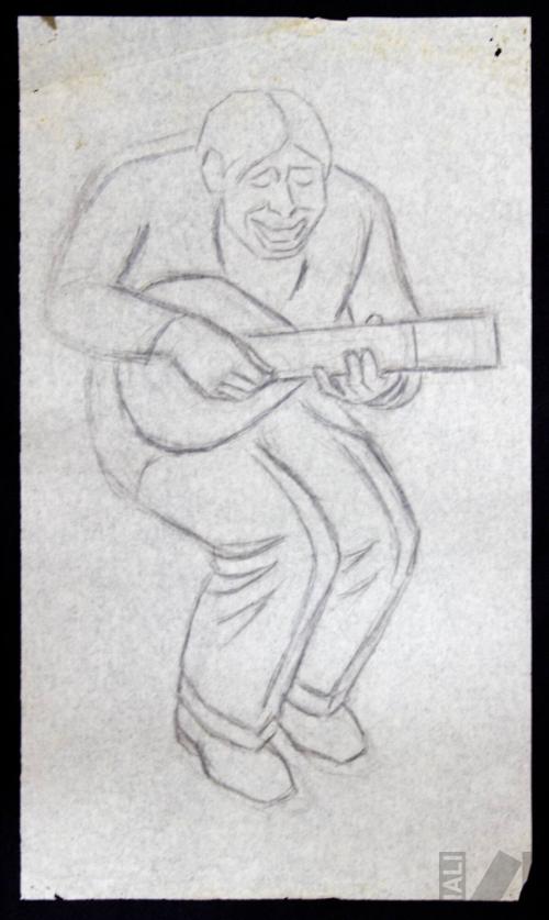 Músico, estudio para 'Trío cantor'