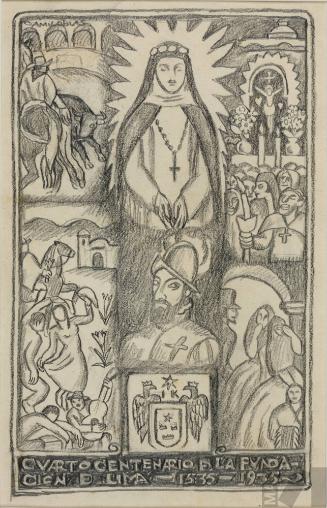 Boceto para carátula de 'El Comercio' por el IV Centenario de la fundación de Lima