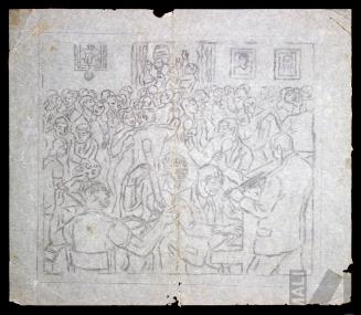 Estudio para xilografía 'Farra con batería'