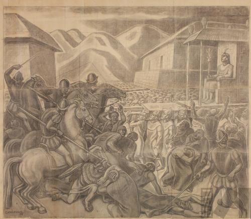 Boceto para el mural 'La hecatombe de Cajamarca'