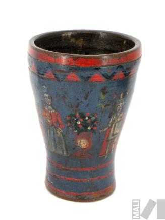 Quero con escena inca, soldado y rabona