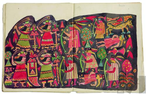 Estudio de batalla tomado de un quero colonial