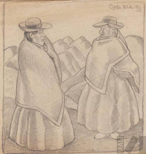 Estudio para xilografía 'Dos viejas'