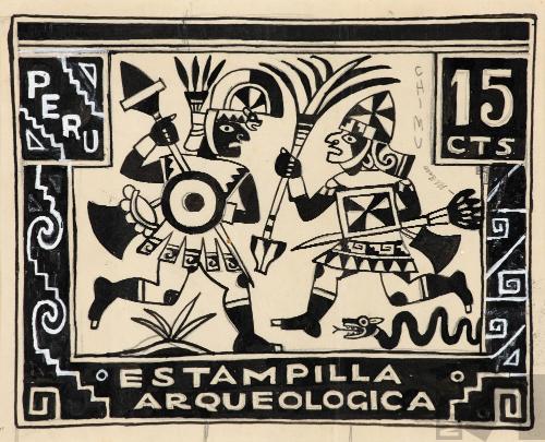 Diseño para estampilla con motivo Mochica