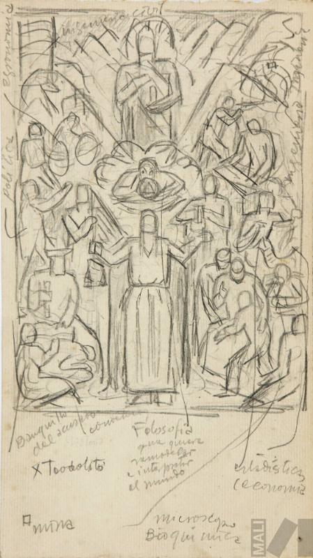 Estudio para mural alegórico de la ciencia