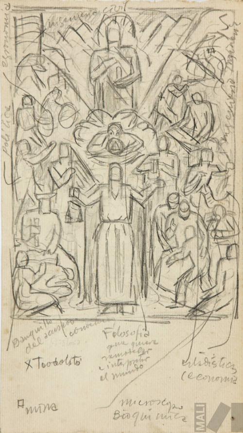 Estudio para mural alegórico de la ciencia