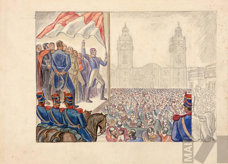 Boceto para el mural 'San Martín jura la Independencia'