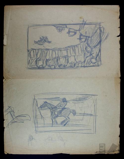 Jinete y pelea de gallos