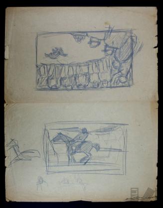 Jinete y pelea de gallos