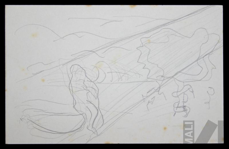 Esbozo de personaje en paisaje