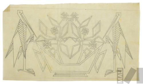 Diseño de jarrón flanqueado por aves