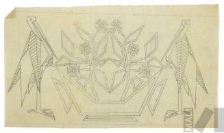 Diseño de jarrón flanqueado por aves