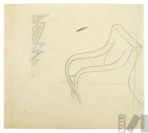 Estudio de sillón y diseño ornamental