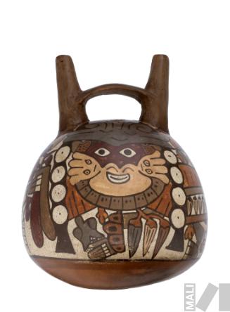 Botella con representación de ser mítico antropomorfo