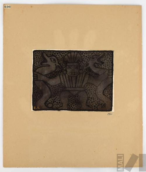 Estudio de motivo chimú (personaje con serpientes)