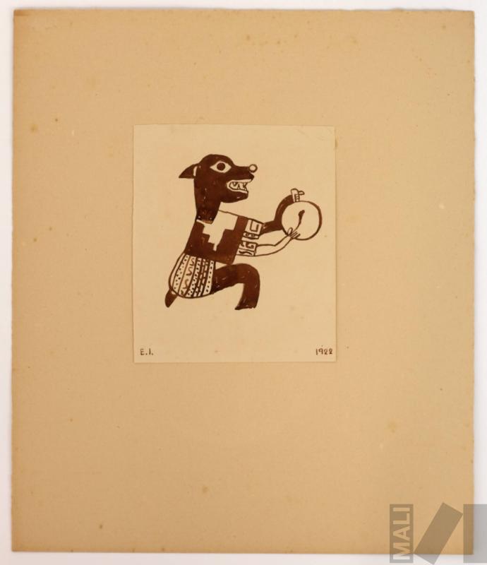 Estudio de motivo moche (zorro tocando tambor)