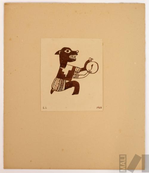 Estudio de motivo moche (zorro tocando tambor)