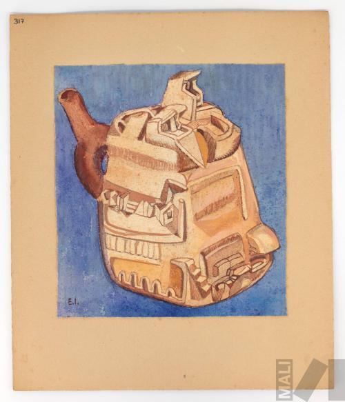 Estudio de cerámica moche (representación arquitectónica)