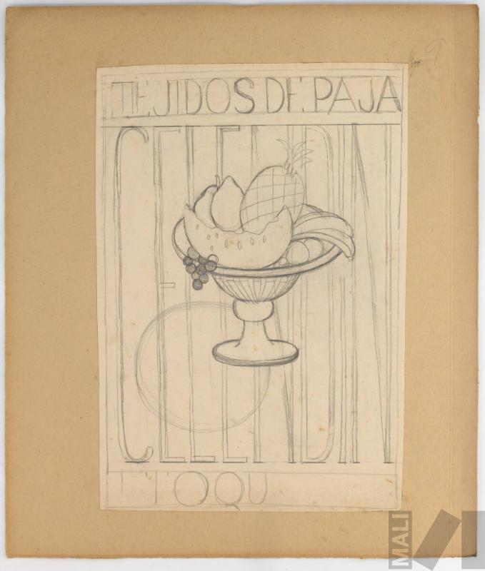 Estudio de afiche para exposición de tejidos de paja