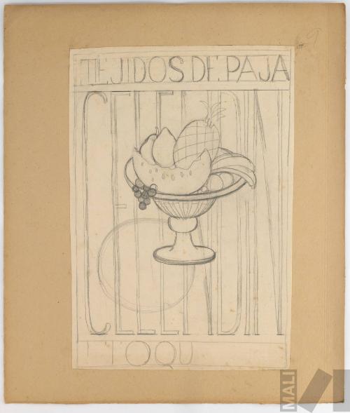 Estudio de afiche para exposición de tejidos de paja