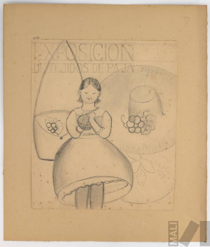 Estudio de afiche para la Exposición de tejidos de paja