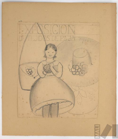 Estudio de afiche para la Exposición de tejidos de paja