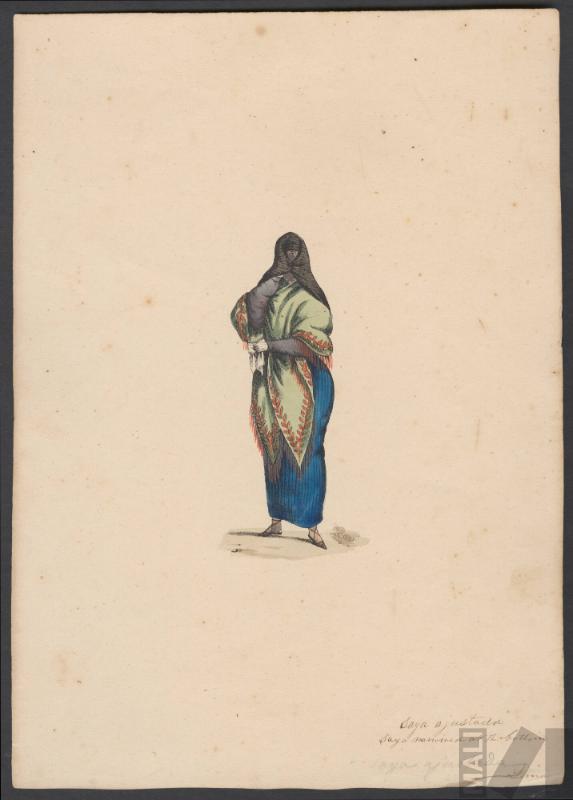 Saya ajustada, según Pancho Fierro. Serie Tipos de Lima