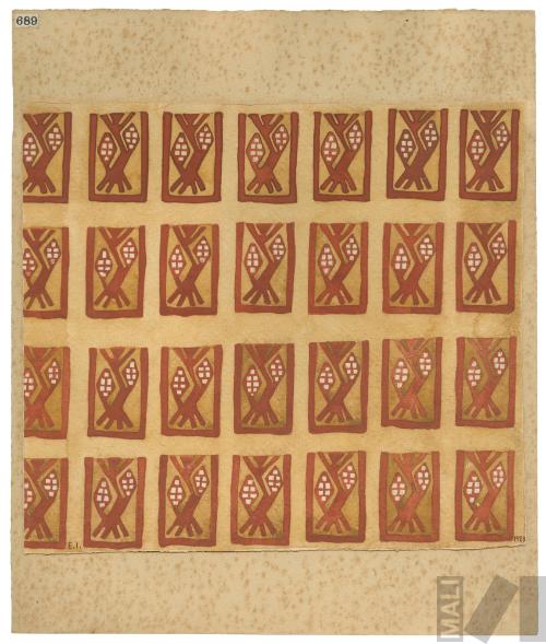 Estudio de textil prehispánico encontrado en el valle de Chicama, originalmente en la colección de Rafael Larco Herrera