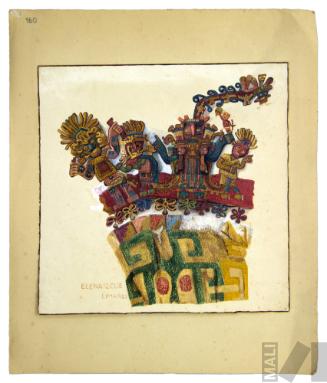 Estudio de manto Nasca conservado en el Brooklyn Museum, originalmente en la colección de Rafael Larco Herrera