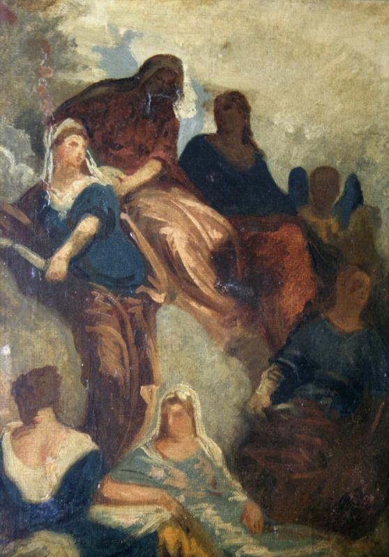 Escena celestial, fragmento mural veneciano S. XVII