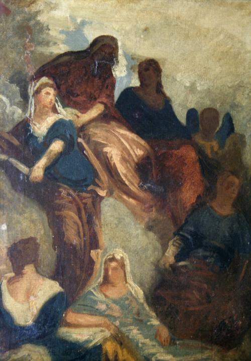 Escena celestial, fragmento mural veneciano S. XVII