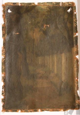 Paisaje de árboles y pared blanca