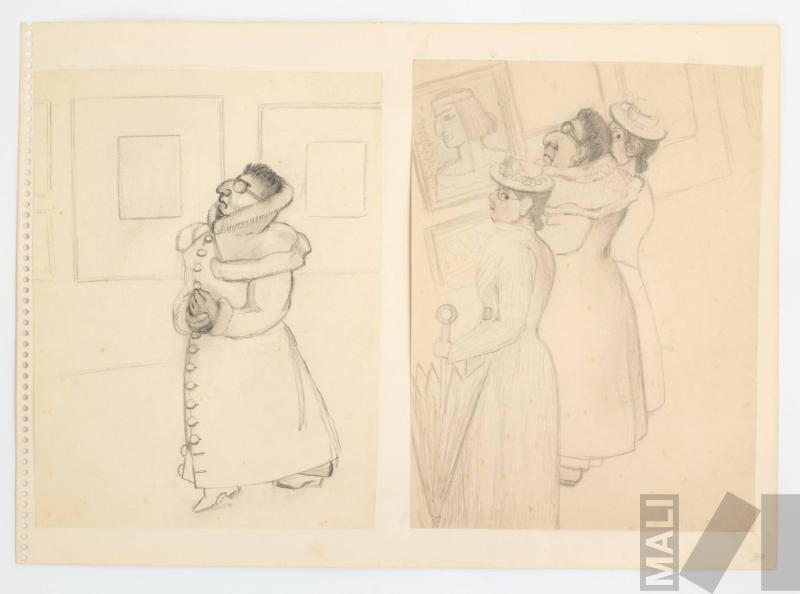 Carlos Baca-Flor y sus discípulas en una exposición