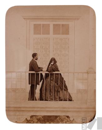 Tapada limeña con su sirviente, Lima