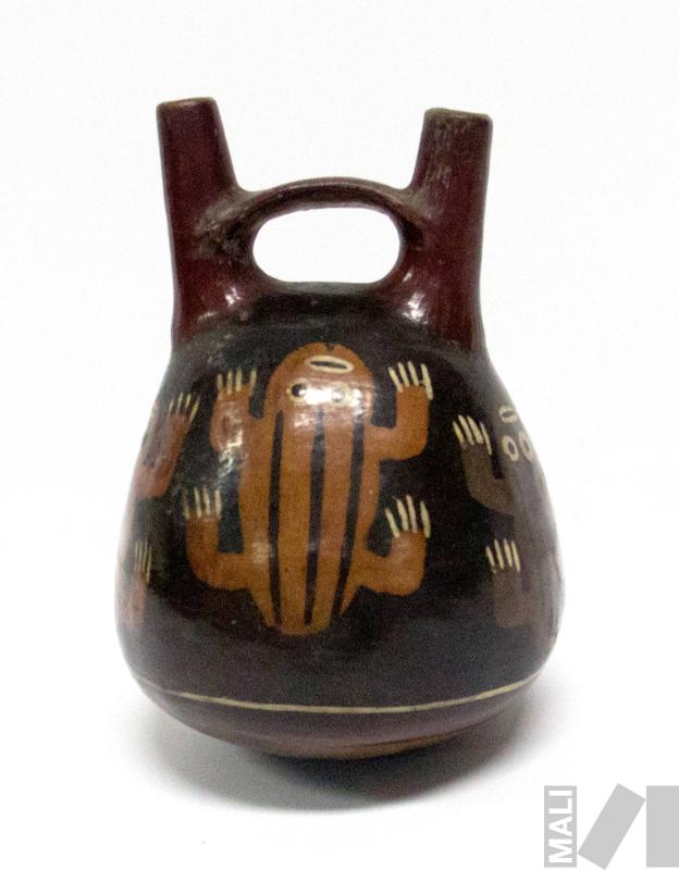 Botella miniatura con representación de sapos