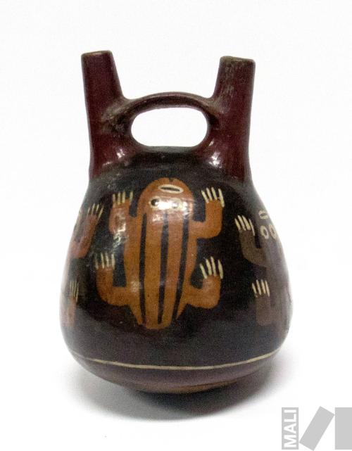 Botella miniatura con representación de sapos