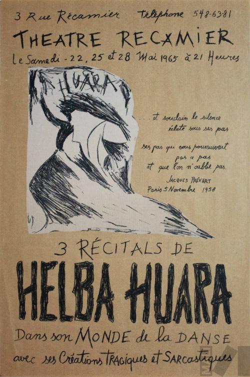 Afiche para tres recitales de Helba Huara en el Theatre Recamier