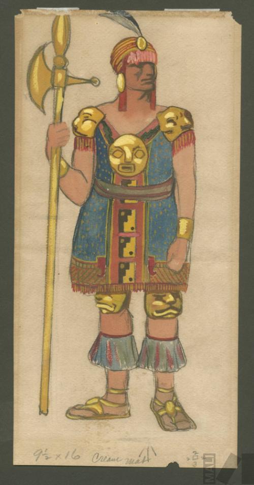 Diseño de vestuario para Pachacutec, en "Ollanta" de José María Valle Riestra