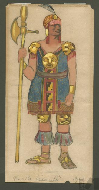 Diseño de vestuario para Pachacutec, en "Ollanta" de José María Valle Riestra