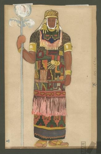 Diseño de vestuario para personaje no identificado, en "Ollanta" de José María Valle Riestra