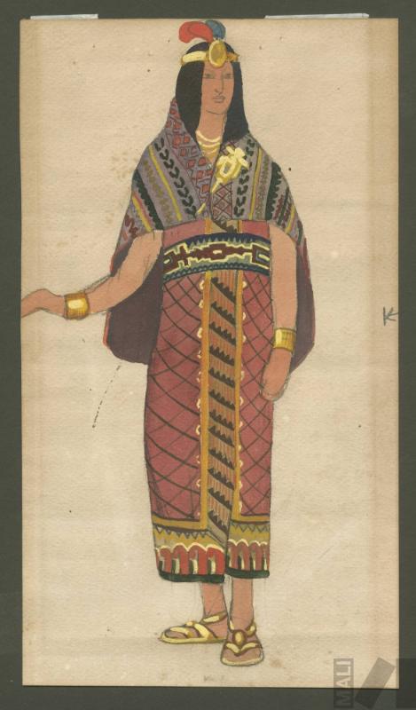 Diseño de vestuario para Cusi Coyllur, en "Ollanta" de José María Valle Riestra