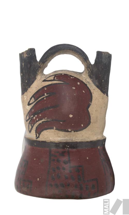 Botella con motivo de manos humanas