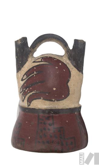 Botella con motivo de manos humanas