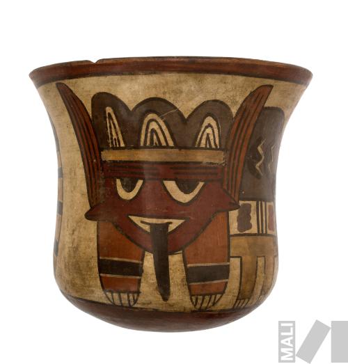 Vaso con representación de felino con tocado